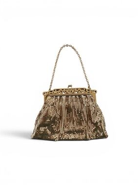 Whiting & Davis Gold Mesh Evening Clutch with Chain Handle